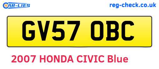 GV57OBC are the vehicle registration plates.
