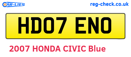 HD07ENO are the vehicle registration plates.