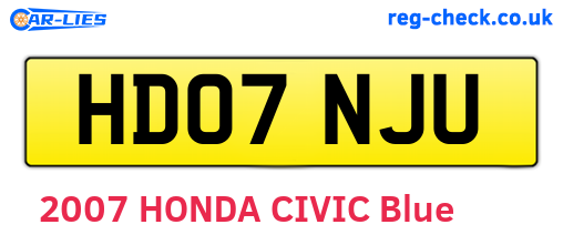 HD07NJU are the vehicle registration plates.