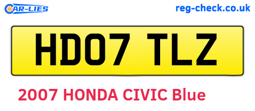 HD07TLZ are the vehicle registration plates.