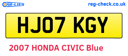 HJ07KGY are the vehicle registration plates.