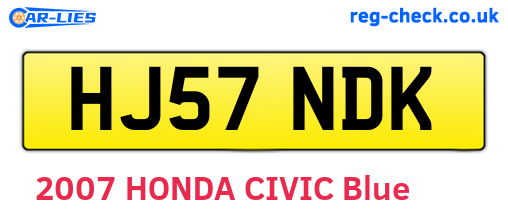 HJ57NDK are the vehicle registration plates.
