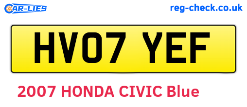 HV07YEF are the vehicle registration plates.