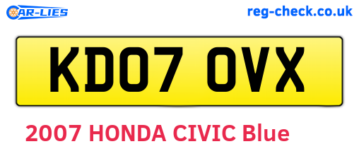KD07OVX are the vehicle registration plates.