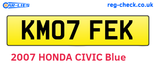 KM07FEK are the vehicle registration plates.