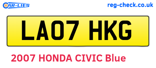 LA07HKG are the vehicle registration plates.