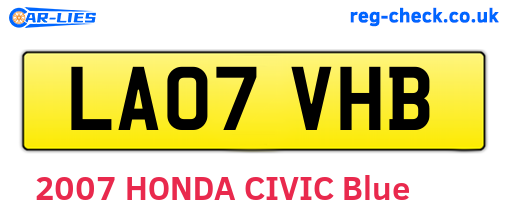 LA07VHB are the vehicle registration plates.