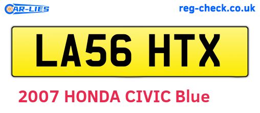 LA56HTX are the vehicle registration plates.