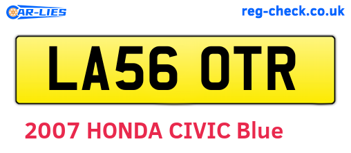 LA56OTR are the vehicle registration plates.