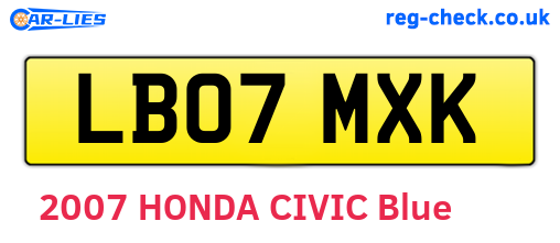 LB07MXK are the vehicle registration plates.