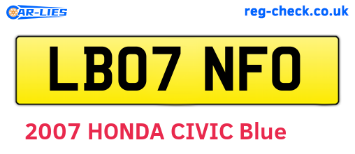LB07NFO are the vehicle registration plates.