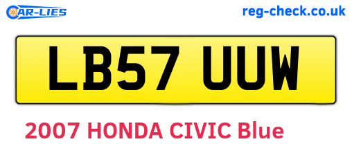LB57UUW are the vehicle registration plates.