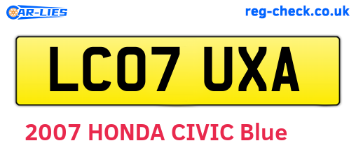 LC07UXA are the vehicle registration plates.