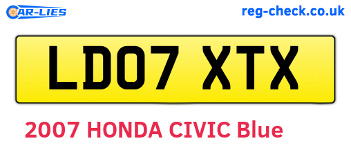 LD07XTX are the vehicle registration plates.