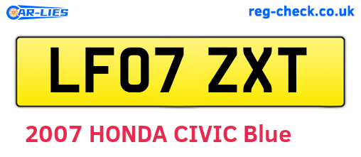 LF07ZXT are the vehicle registration plates.