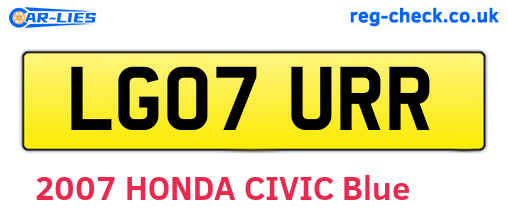 LG07URR are the vehicle registration plates.