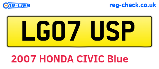 LG07USP are the vehicle registration plates.