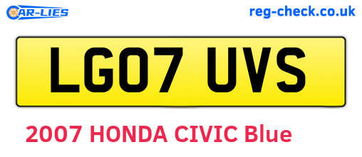 LG07UVS are the vehicle registration plates.