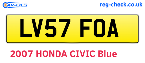 LV57FOA are the vehicle registration plates.