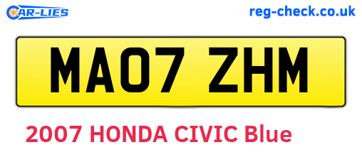 MA07ZHM are the vehicle registration plates.
