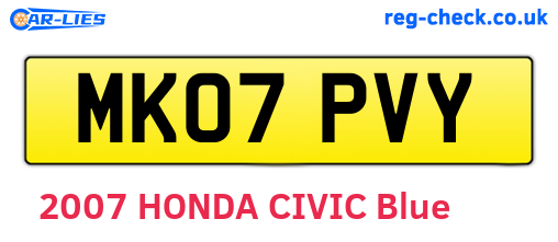 MK07PVY are the vehicle registration plates.
