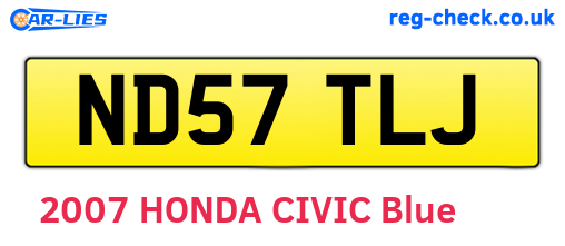ND57TLJ are the vehicle registration plates.
