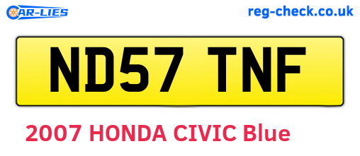 ND57TNF are the vehicle registration plates.