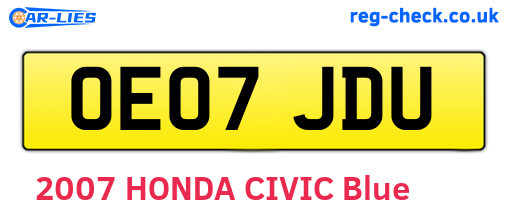 OE07JDU are the vehicle registration plates.