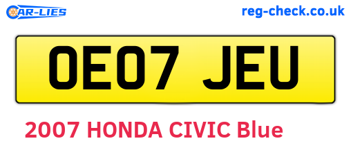 OE07JEU are the vehicle registration plates.