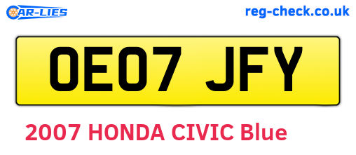 OE07JFY are the vehicle registration plates.