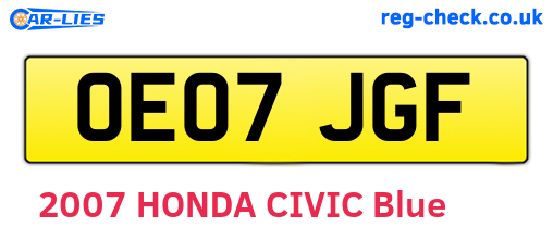 OE07JGF are the vehicle registration plates.