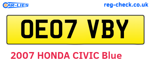 OE07VBY are the vehicle registration plates.