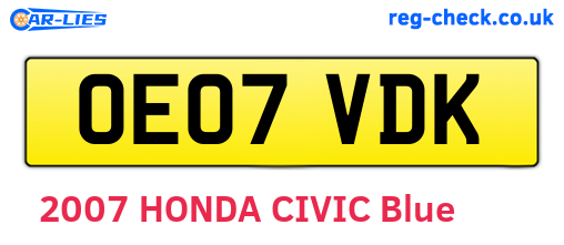 OE07VDK are the vehicle registration plates.