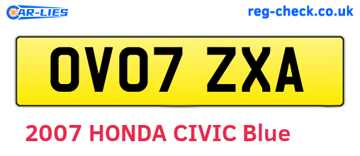 OV07ZXA are the vehicle registration plates.