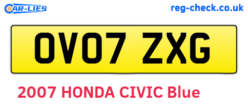 OV07ZXG are the vehicle registration plates.