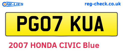PG07KUA are the vehicle registration plates.
