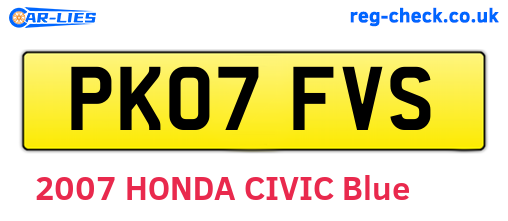 PK07FVS are the vehicle registration plates.