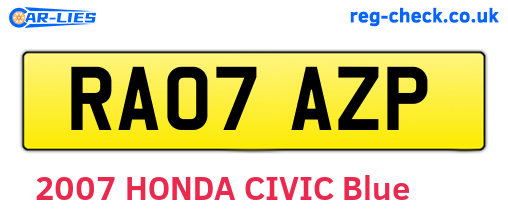 RA07AZP are the vehicle registration plates.