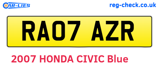 RA07AZR are the vehicle registration plates.