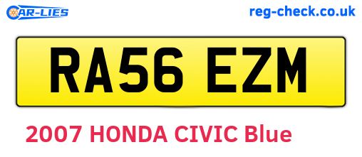 RA56EZM are the vehicle registration plates.