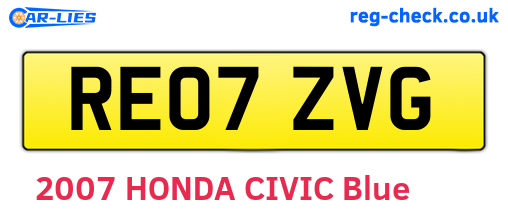 RE07ZVG are the vehicle registration plates.