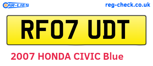 RF07UDT are the vehicle registration plates.