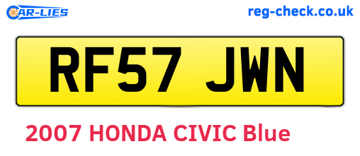RF57JWN are the vehicle registration plates.
