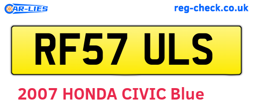 RF57ULS are the vehicle registration plates.