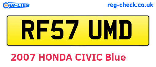 RF57UMD are the vehicle registration plates.