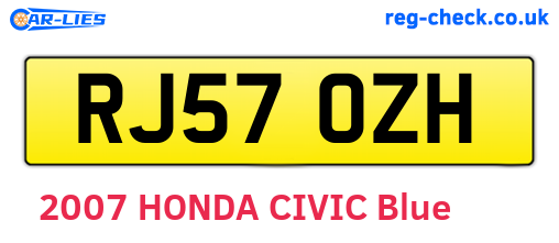 RJ57OZH are the vehicle registration plates.