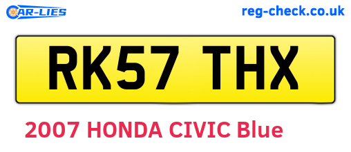 RK57THX are the vehicle registration plates.