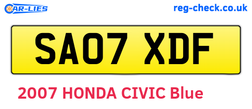 SA07XDF are the vehicle registration plates.