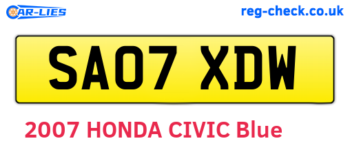 SA07XDW are the vehicle registration plates.