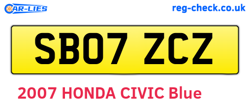 SB07ZCZ are the vehicle registration plates.